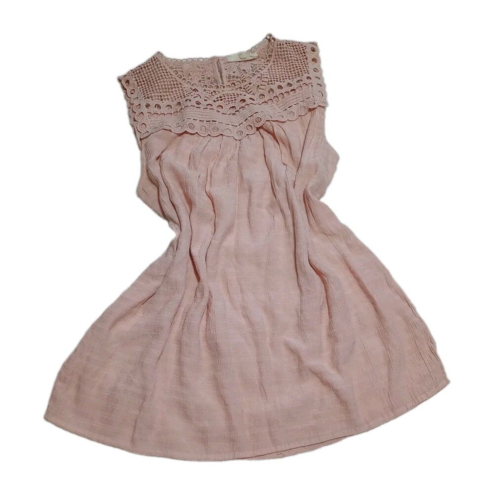 Sweet Wanderer Maternity Blush Pink Crochet Lace Yoke Sleeveless Tank Top L